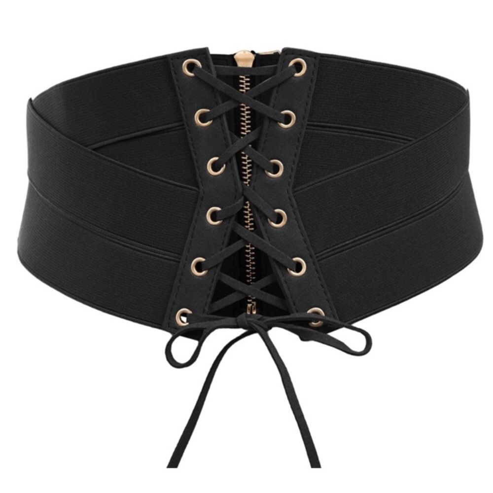 Corset Black Belt Zipper Lace Up
